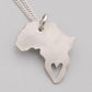 Heart Cape Town Africa Pendant - front view sterling silver with heart cut-out on branded card