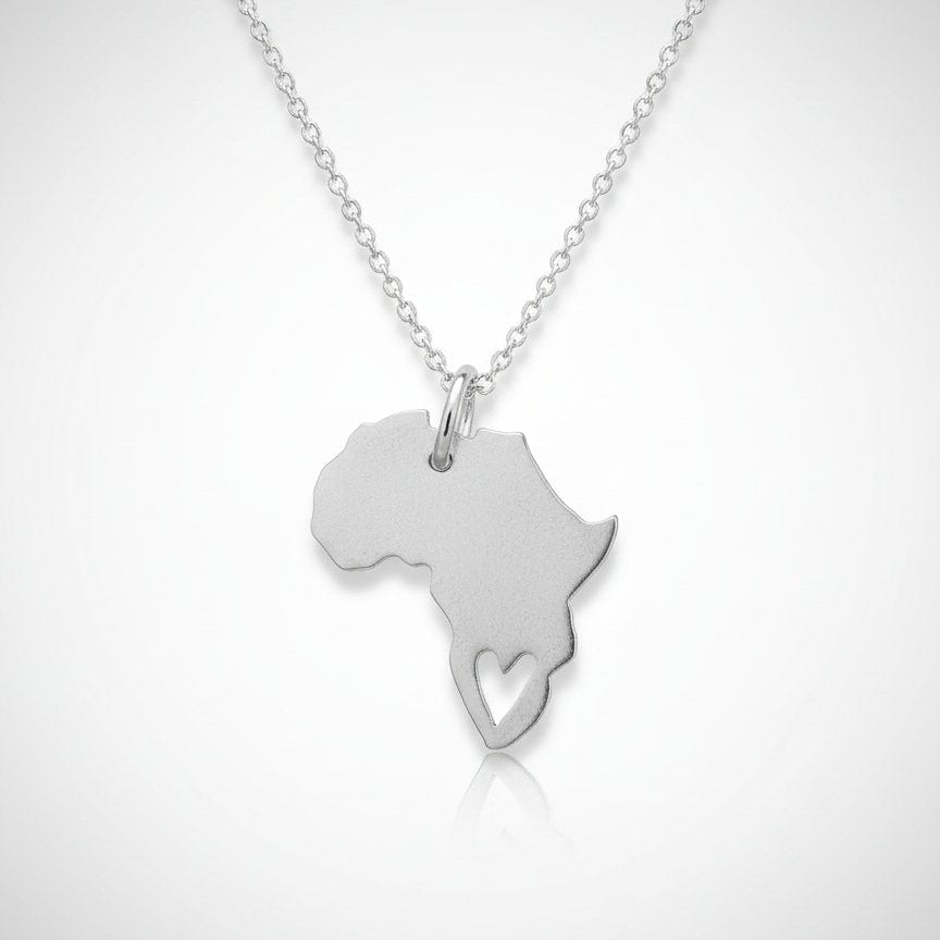 Heart Cape Town Africa Pendant - front view sterling silver with heart cut-out 
