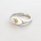 Ladies Pinky Signet Ring - three-quarter angle, sterling silver with citrine star setting