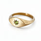 Brass Ladies Signet Ring - Close-Up Star Engraving with Garnet Gemstone Setting