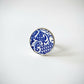 Large Ceramic Statement Ring on Hand - Antique Blue and White Plate Sterling Silver Ring - Natasha Wood Jewellery