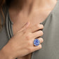Large Antique Blue and White Ceramic Ring - Sterling Silver Bezel Setting - Natasha Wood Jewellery