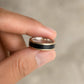 Blackwood and Silver Ring – front-facing view of 7mm African Blackwood ring with sterling silver and bronze bands, Natasha Wood Jewellery South Africa
