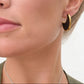 Moon Shape Colour Stud Earrings - on model black resin brass frame close-up neck