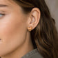 Natasha Wood Jewellery olive wood heart stud earrings - front view, natural grain, sterling silver backs, white background