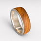 Olive Wood & Sterling Silver Ring - side profile view showing thin silver edges and olive wood grain detail
