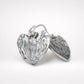 Handcrafted Protea Heart Hook Earrings - flat lay product shot sterling silver etched detail
