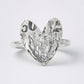 Protea Heart Ring - front view sterling silver with King Protea coin imprint handmade