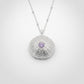 Sterling Silver Sea Urchin Pendant with Blue Topaz on satellite chain - clasp and chain detail visible