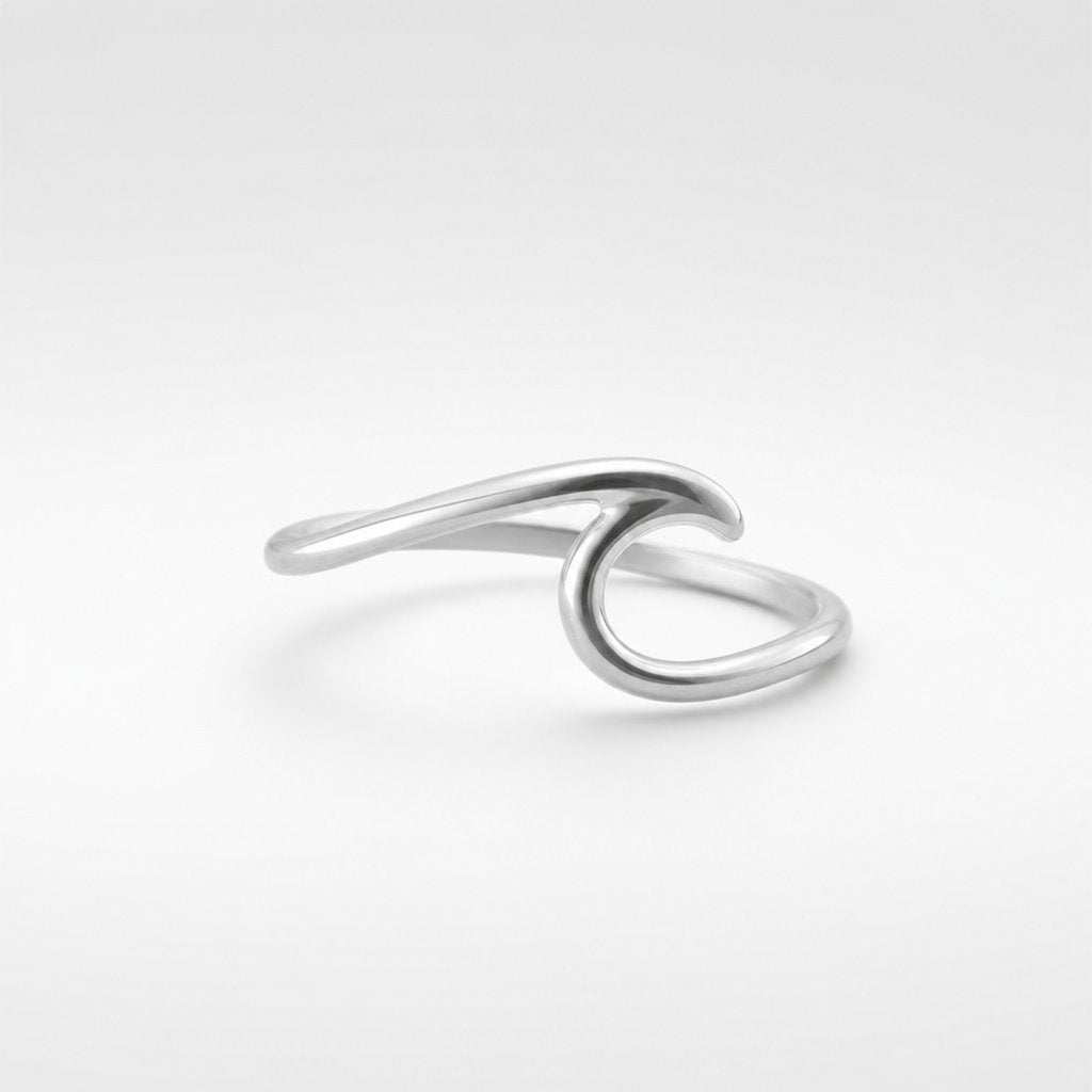 Sterling Silver Wave Ring in Natasha Wood branded kraft gift box with black velvet insert - gift packaging