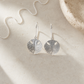Small Pansy Shell Drop Earrings - close detail sterling silver cast texture and hook