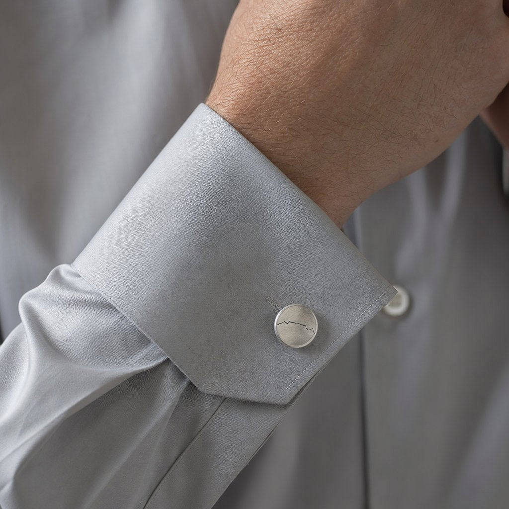 Table Mountain Silhouette Cufflinks - front face sterling silver brushed finish - Natasha Wood Jewellery