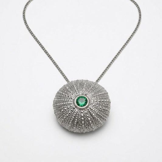 Extra Large Sea Urchin Pendant - three gemstone variants (amethyst, peridot, blue topaz) on satellite chains - sterling silver handmade by Natasha Wood