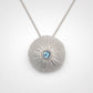 Extra Large Sea Urchin Pendant - shiny sterling silver with bezel-set blue topaz gemstone - 2cm nature-inspired handmade pendant by Natasha Wood