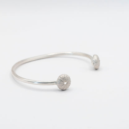 The Sea Urchin Bangle - worn on wrist plain sterling silver handmade cuff