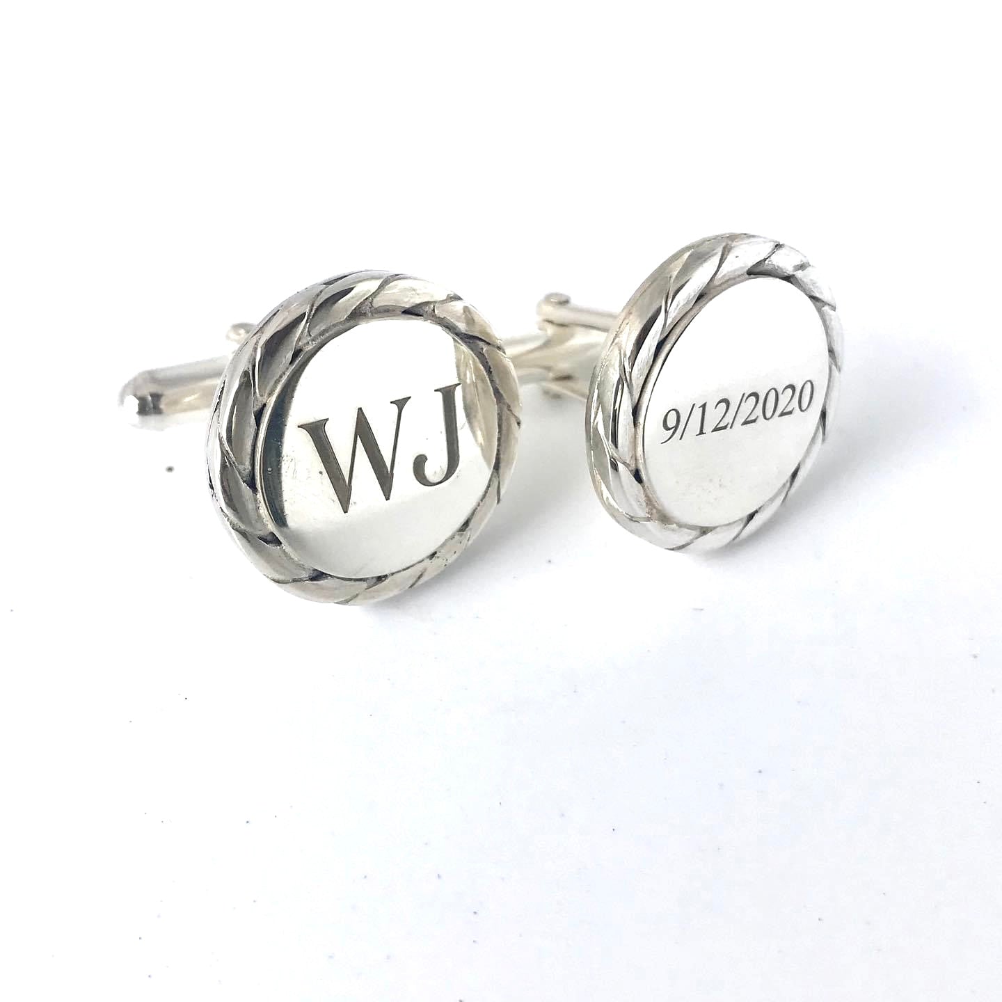 Custom engraved sterling silver cufflinks 