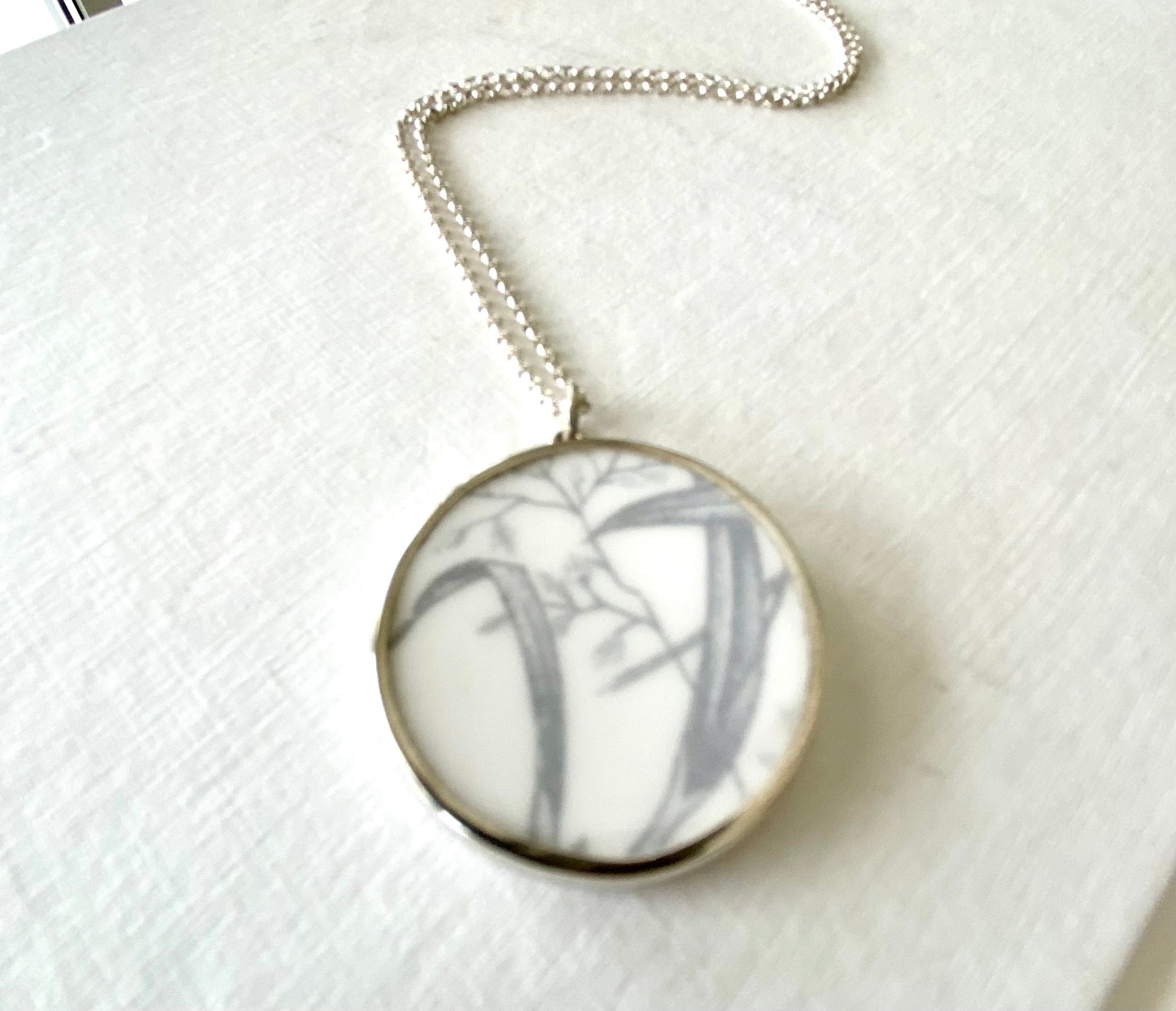 Large white and grey ceramic pendant
