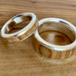 Olive wood and silver wedding band